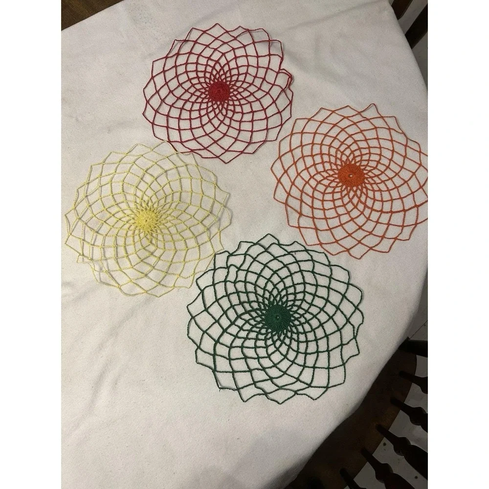 Vintage Hand Crochet Round Doilies 4 Pieces